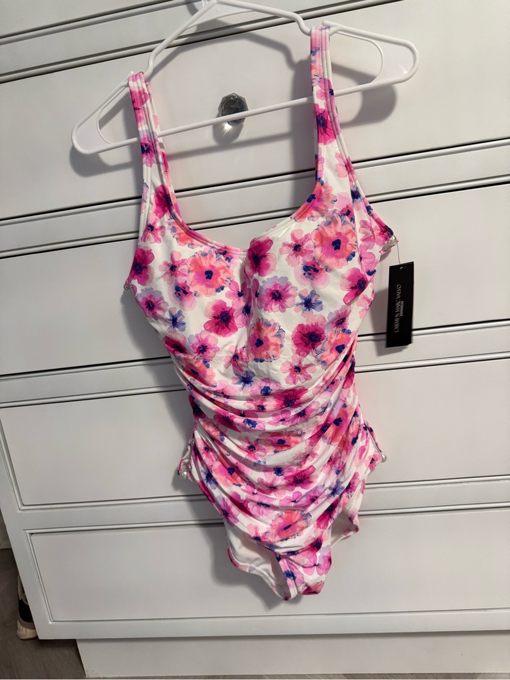 Carmen Marc Valvo Side-Cutout Floral-Print Swimsuit and  Cover Up Shirt NWT